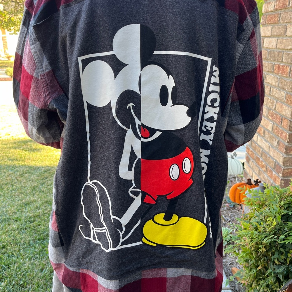 Disney Mickey Mouse Flannel Shirt upcycled unisex XL